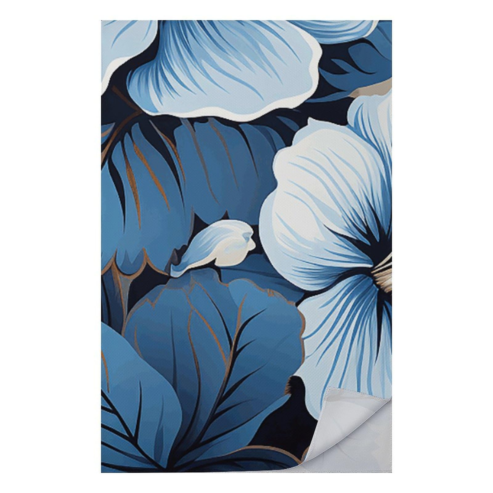 Serviette de camping fleur d'hibiscus bleu microfibre
