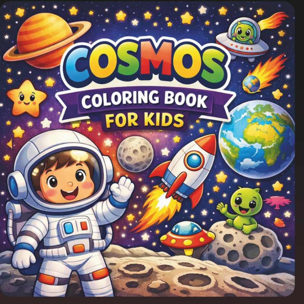 Cosmos Coloring Book for Kids: Space Adventures with Rockets, Planets, Astronauts, Aliens for Boys and Girls