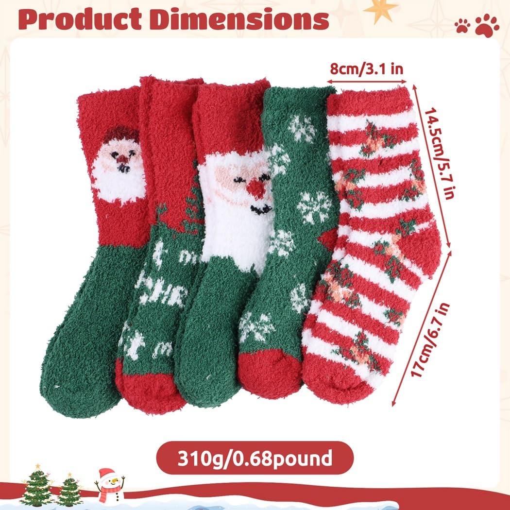 10 paia di calzini natalizi, caldi disegni invernali, motivi Babbo Natale e albero, abbigliamento festivo colorato, regalo di Natale perfetto, 5 paia, Multicolore, Etichettalia unica