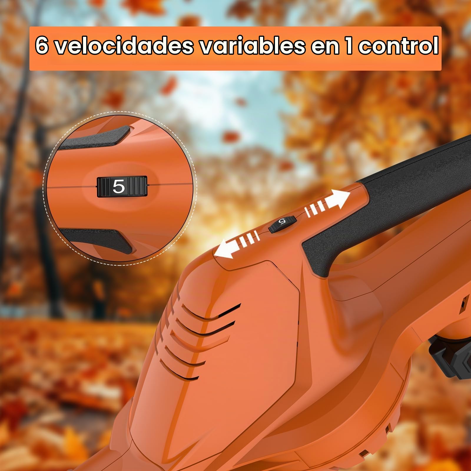 Soplador de Hojas,21V soplador de Hojas electrico de 2 con Batería y Cargador,Motor sin escobillas 5 velocidades,Velocidad de 240 km/h,Soplador de Hojas para el Cuidado del Césped (2 Batería)