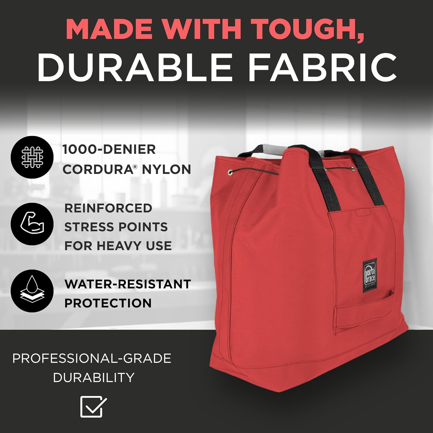 PORTA BRACE Heavy-Duty Utility Bag — Waterproof, Easy-Clean, Ultra Durable 1000-Denier Cordura® Duffle Bag — Maximum Storage for Medical Supplies, Tools, Electronics, & More — Red, Large