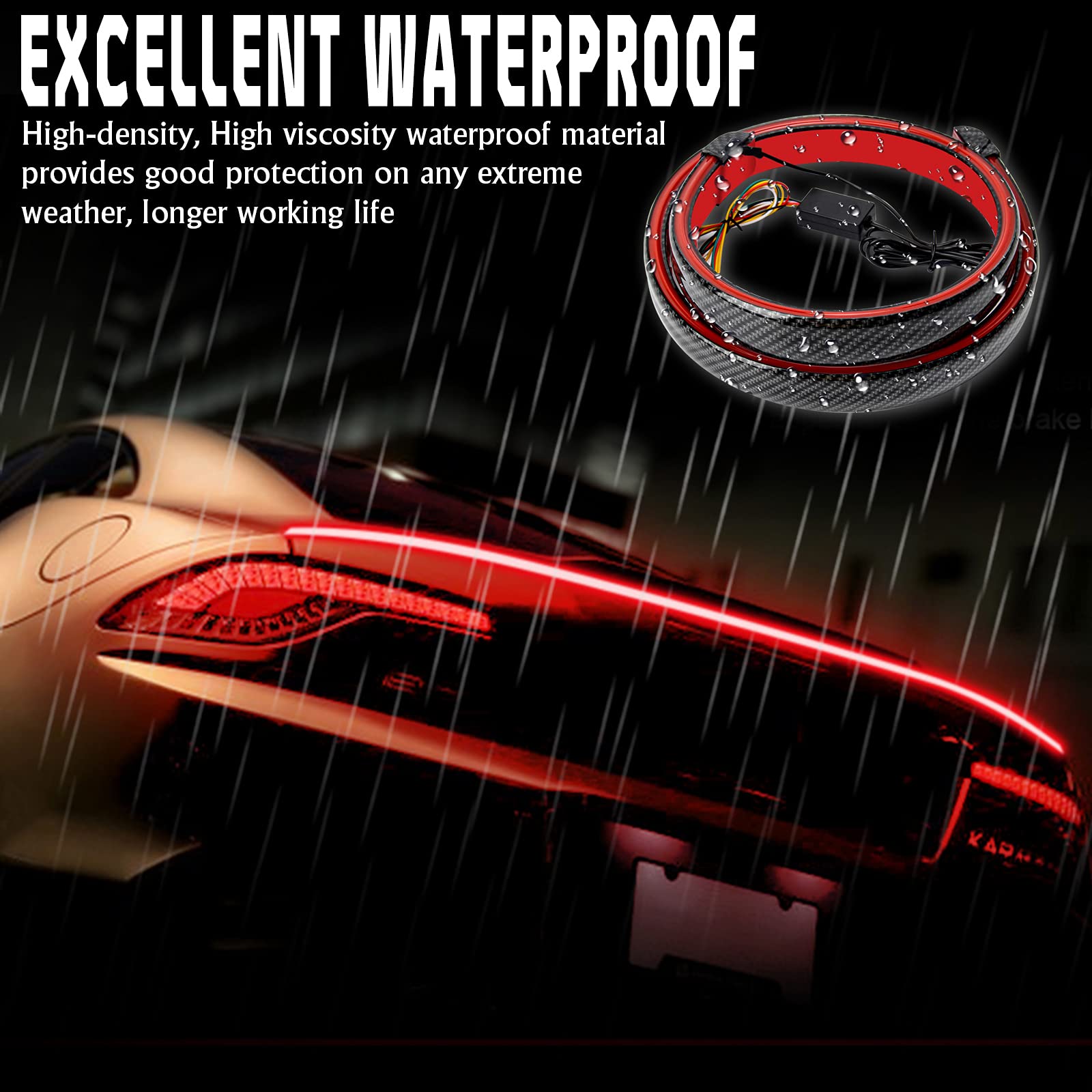 Universal LED Spoiler Rear Lip Kit for Car Trunk Brake Light Trunk Roof Wing US Universal LED Spoiler Rear Lip Kit for Car Trunk Brake Light Trunk Roof Wing US