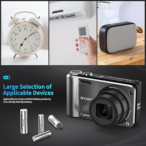 Miniatura 8 de SUKAI Baterías recargables AA, baterías dobles A de alta capacidad de 2800 mAh, batería AA NiMH de 1.2 V con baja autodescarga, cargable para 1200