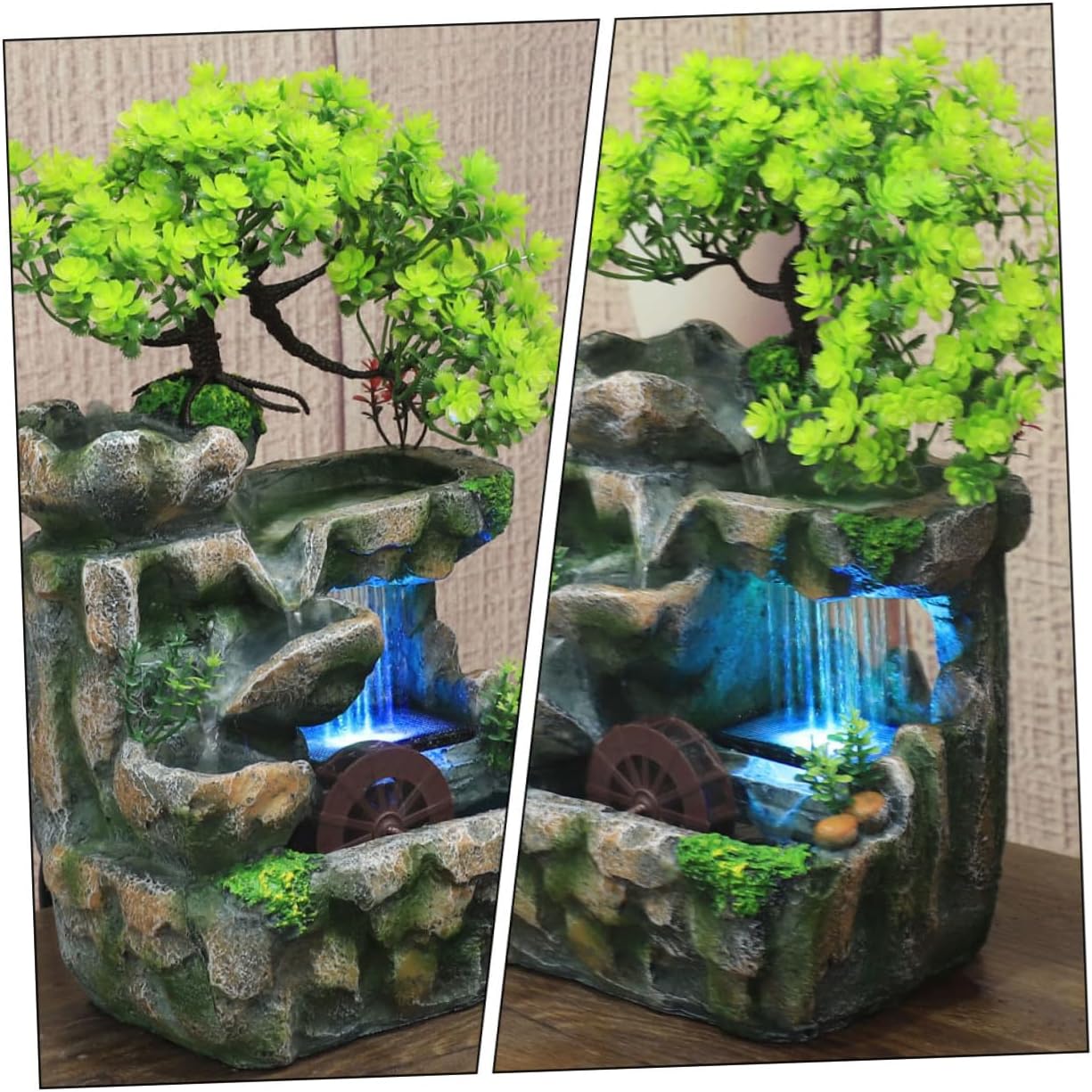 Generic Mini Indoor Tabletop Water Fountain with Soothing Flow Creative Zen Desk Decor for Home Office Relaxation Unique Waterfall Ornament with US Plug for Living and Study