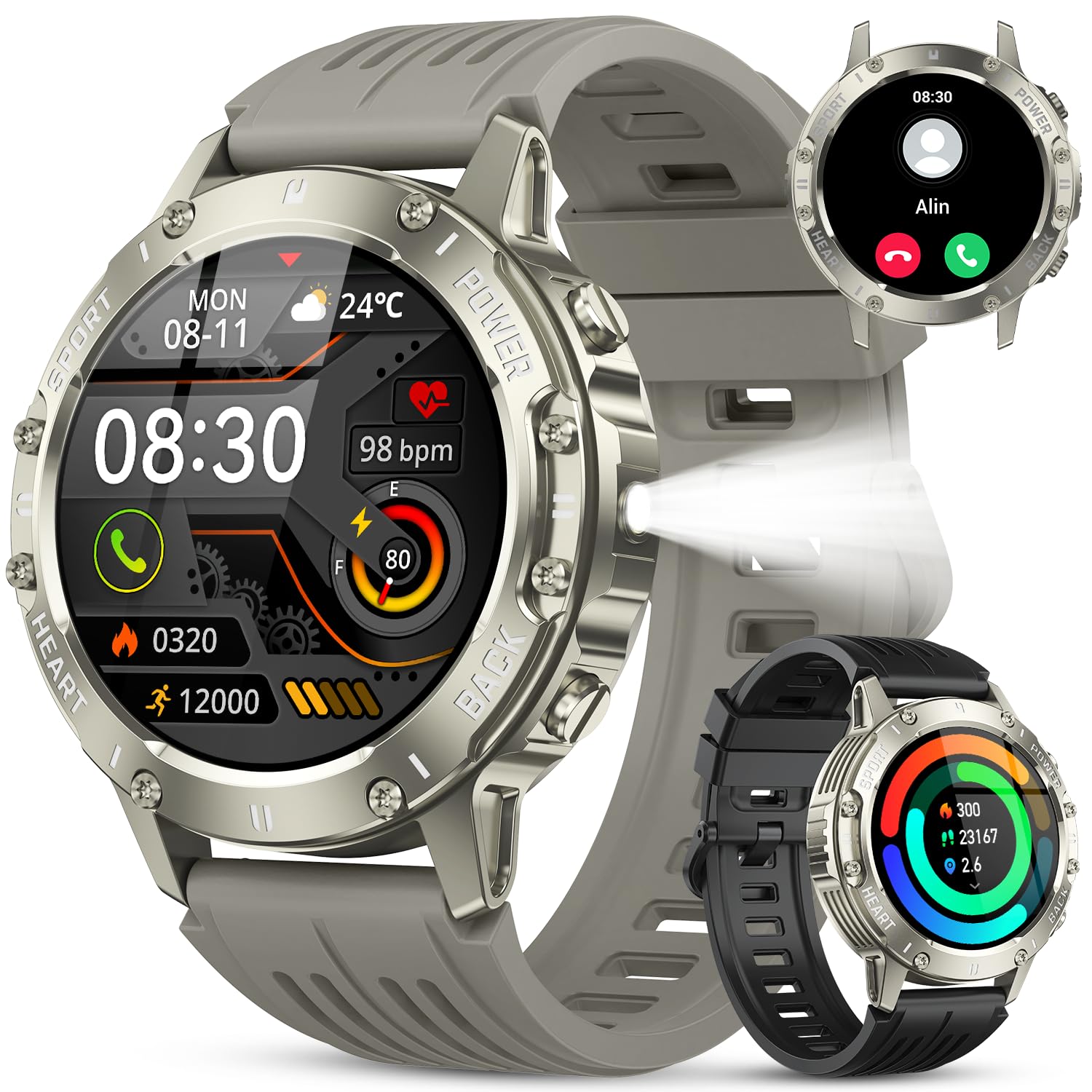 Smart Watch for Men Fitness Tracker: Smart Watches for Android Phones iPhone Bluetooth Waterproof Make Answer Call Digital Mens Watches Heart Rate Monitor Running Smartwatch Samsung Compatible