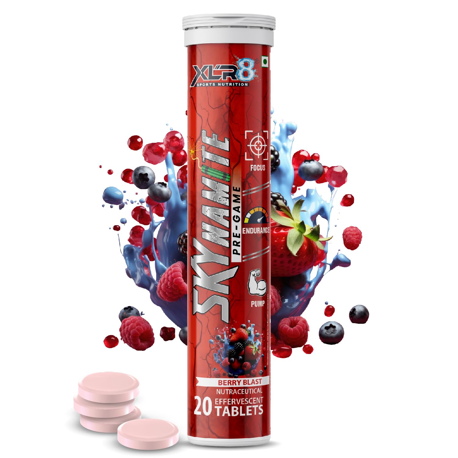 XLR8 Skynamite Pre-Game Drink - Effervescent Tablets for Ultimate Focus, Endurance, and Muscle Pump (Berry blast, 20 tablets) (B0CQ86JJ1M) Amazon Price History, Amazon Price Tracker