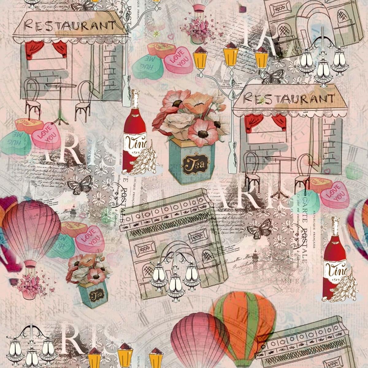 Date Night Pattern Printed on 100% Cotton Quilting Fabric (Red,Red, Teal, Pink)
