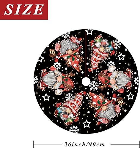 Miniatura 10 de Falda de árbol de Navidad, falda de árbol de Navidad, gnomos con purpurina, copo de nieve, falda de árbol de invierno de 36 pulgadas para decoración