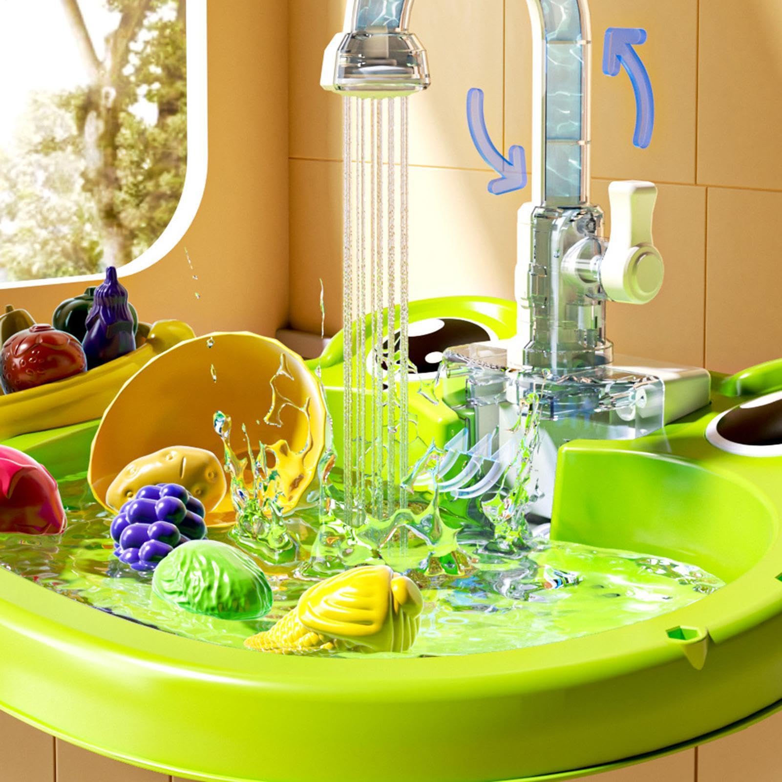 Lavello Giocattolo per Bambini | Rubinetto Elettrico Interattivo Educativo - Giocattolo Per Bambini Con Acqua Corrente - Per Esterno Casa Soggiorno Giardino Balcone Cortile Feste Compleanno E Natale