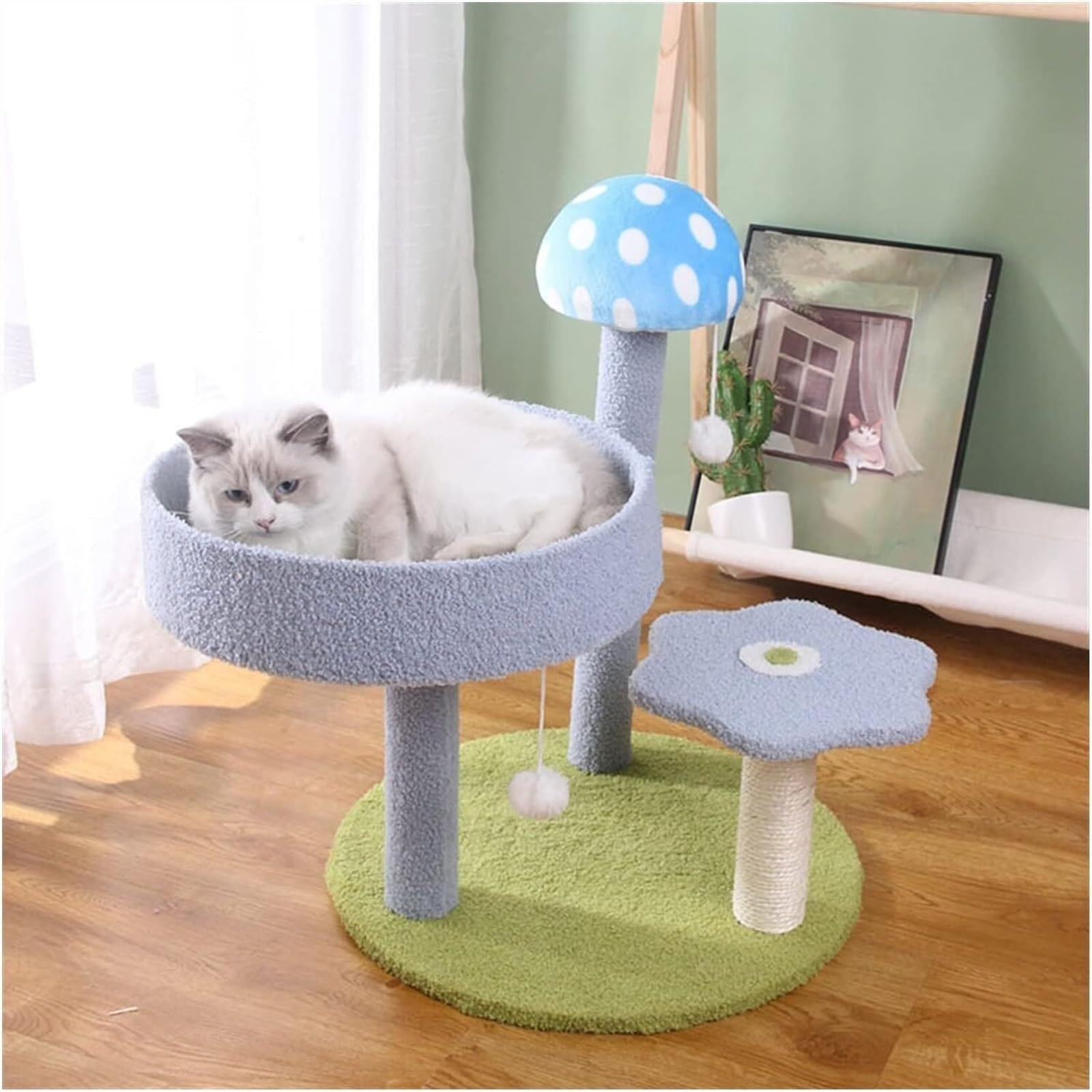 Albero Tiragraffi Per Gatti Piattaforma Di Riposo Struttura Da Arrampicata Per Gatti Fungo Forniture Per Animali Domestici Per Tiragraffi Per Divertenti Torre Per Per Interni(Blue)