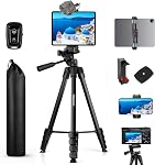 170 pour iPhone iPad, Trépied caméra en aluminium professionnel avec sac de transport à distance sans fil, téléphone cellulaire de voyage Trepied pour l'enregistrement vidéo Selfie Stick Live Stream Vlogging