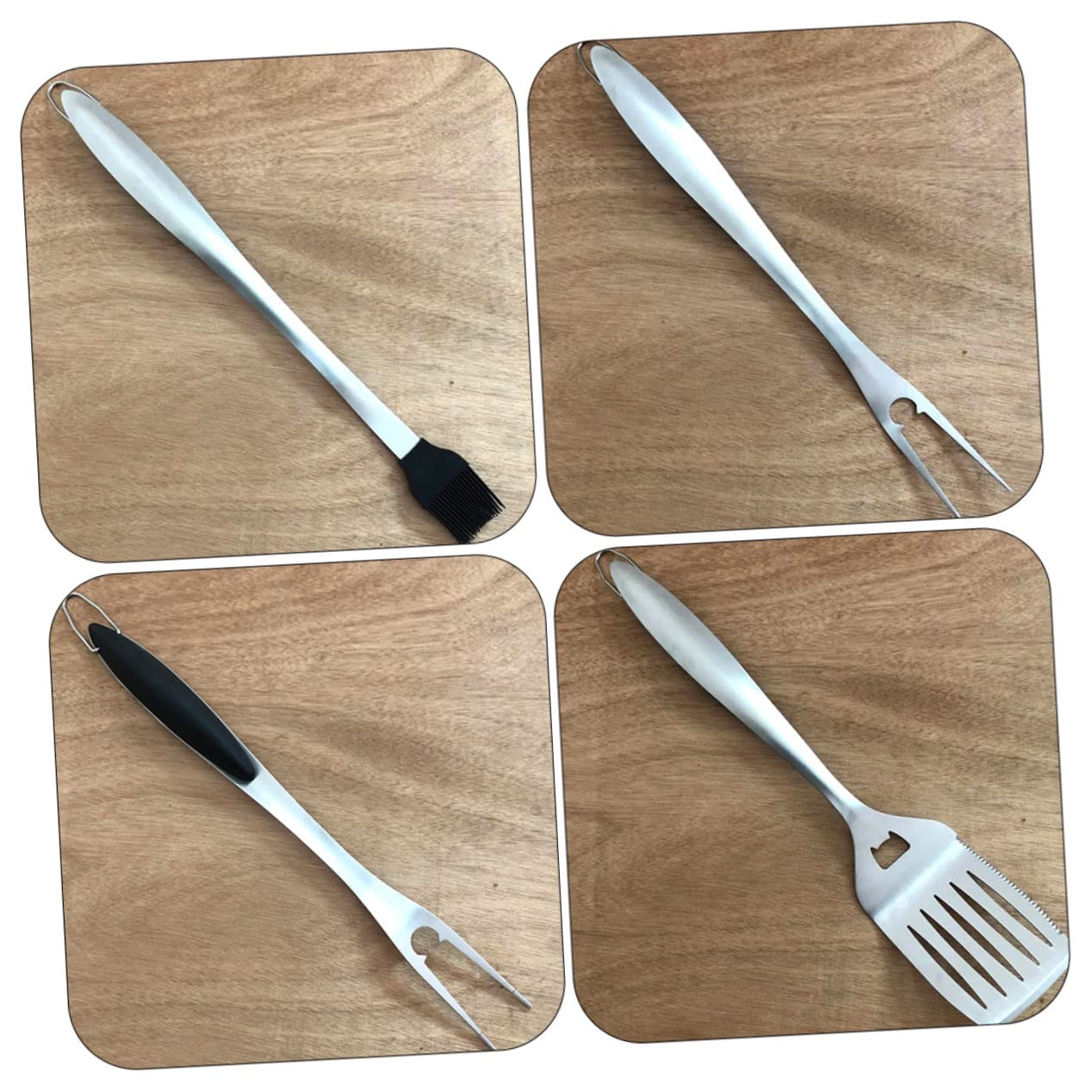 Set Utensili Barbecue in Acciaio Inox Argento Professionale | Spatola Multiuso, Pinza Portatile, Resistente All'usura e Facile da Pulire
