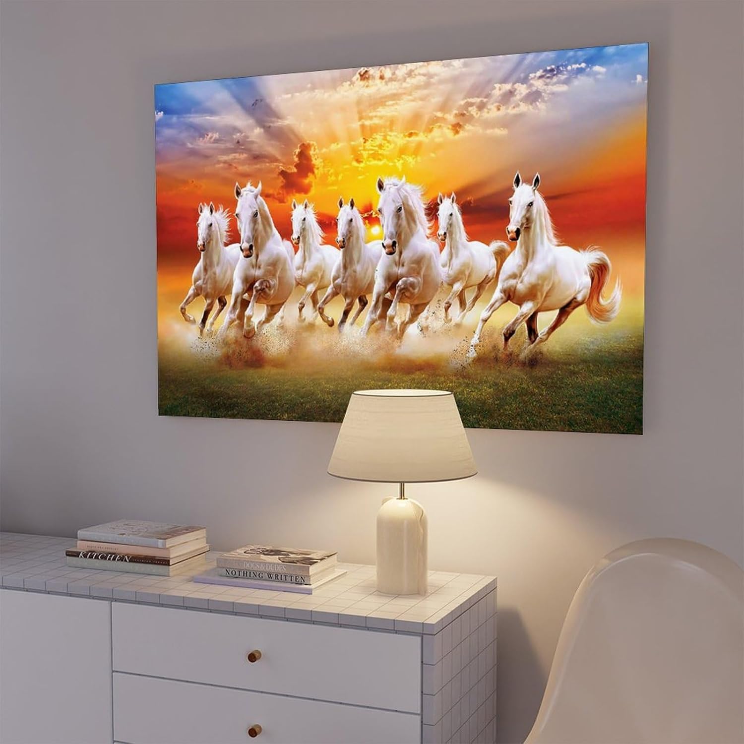 Seven Lucky Running Wild Horses Wall Art Animal Posters 7 Horses Running Painting 2 Canvas Poster Bedroom Decor Sports Landscape Office Room Decor Gift Frame-style Frame-style08x12inch(20x30cm) - Image 7