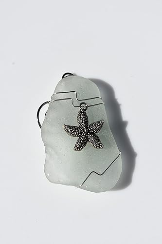 Miniatura 6 de Adorno de cristal marino envuelto en alambre de mano (estrella de mar)