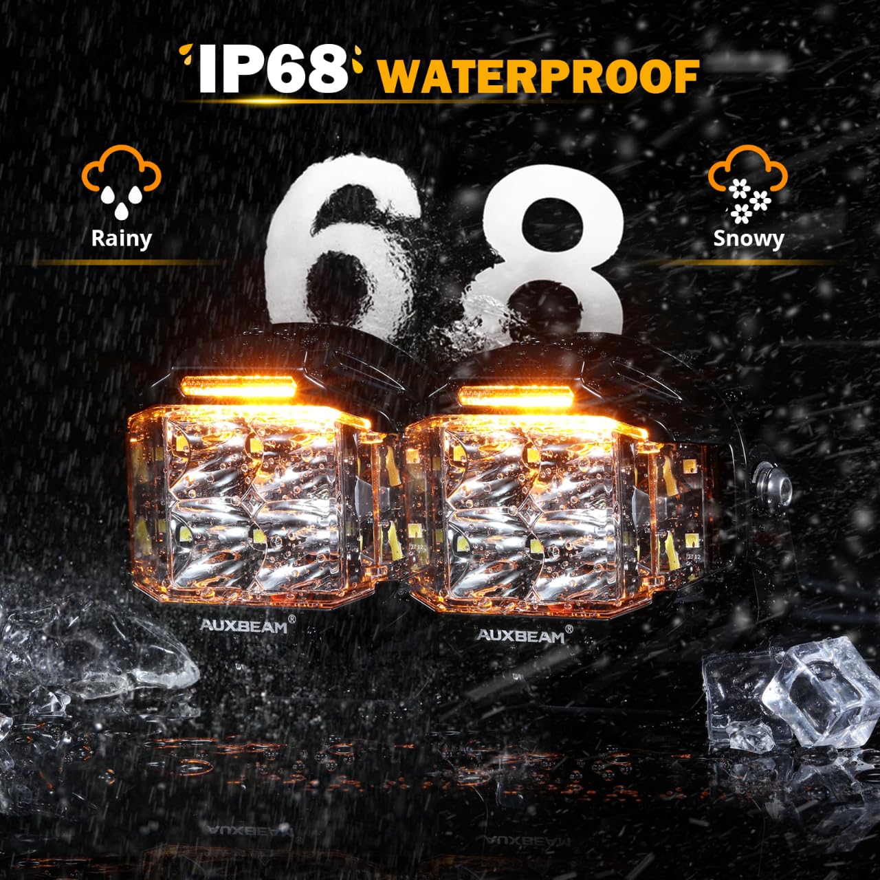 Auxbeam V-MAX Series 4 Inch LED Pods with Side Shooter, 92W Round