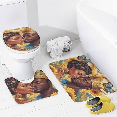 Bath Rugs for Bathroom, Bath Mats for Bathroom Non Slip, Afro Black King Queen Romantic Love Bathroom Mat for Tub Absorbent Shower Rug for Floor,
