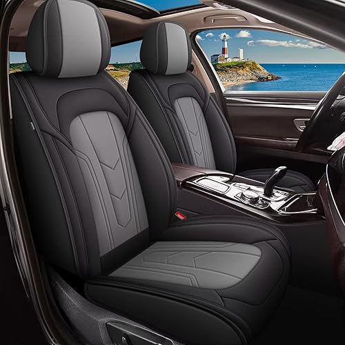 Miniatura 10 de JIAMAOXIN CX-5 - Fundas de asiento delantero de piel sintética para Mazda CX-5 2013-2024 (negro y beige)