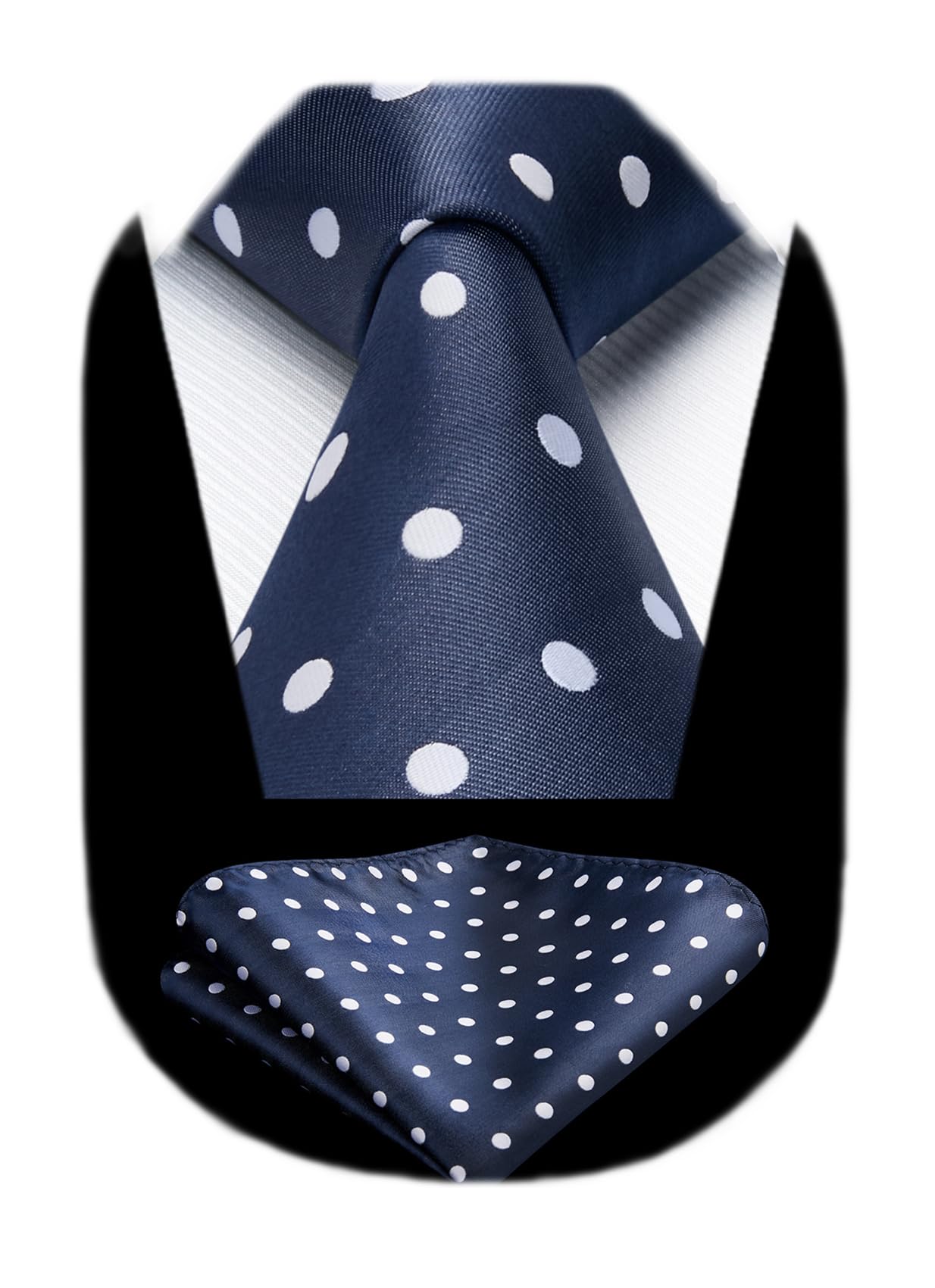 HISDERN Polka Dot Ties for Men Classic Silk Ties and Pocket Square Formal Business Necktie Handkerchief Wedding Party