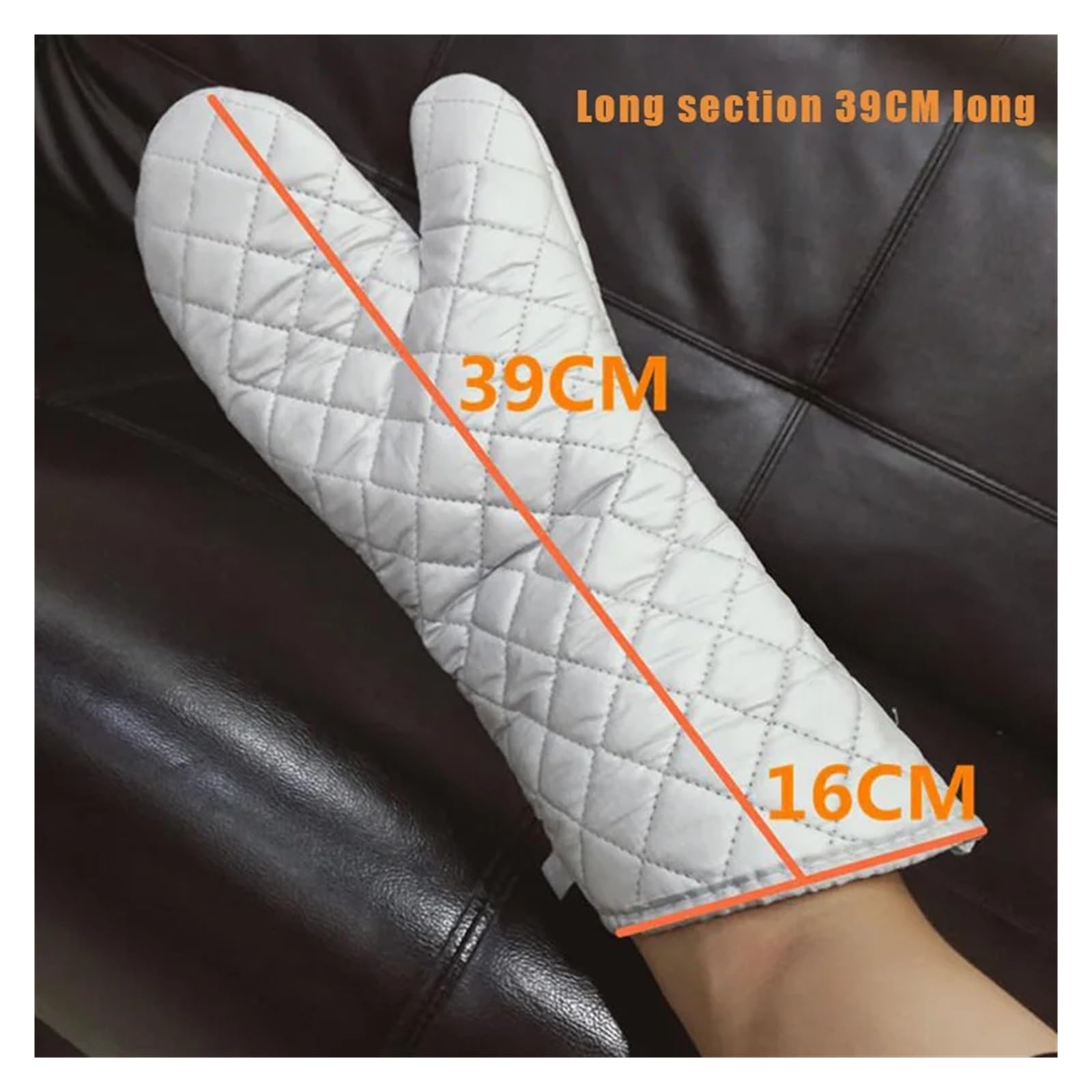 MRKU Guantes para Hornear y cocinar, 1 par, Resistentes al Calor, Largos, antiescaldaduras, de Tela Plateada.
