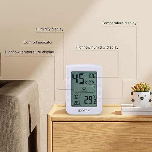 Miniatura 7 de Termómetro digital higrómetro interior configura un monitor preciso de temperatura y humedad con actualización rápida de 5 segundos,