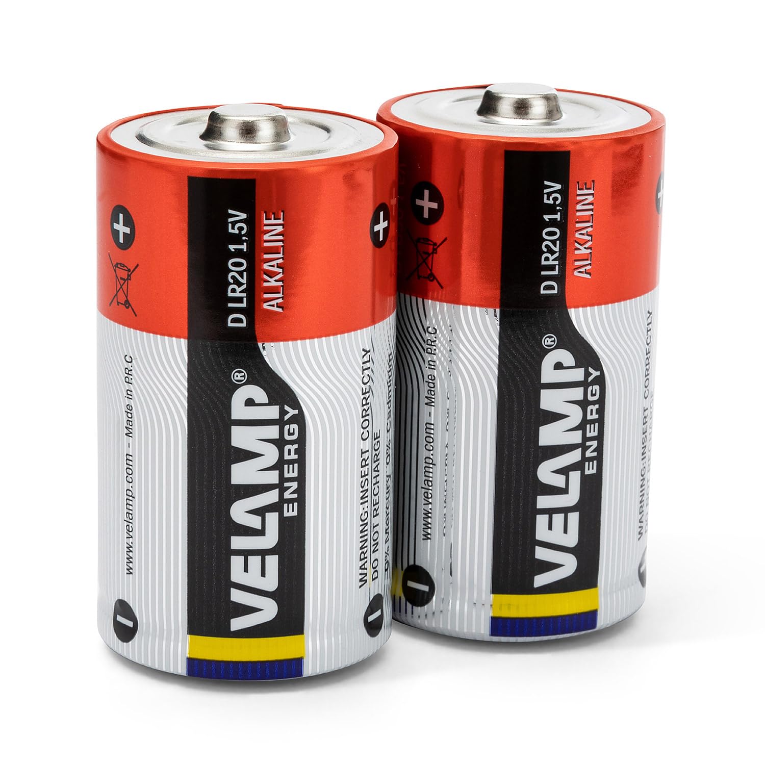VELAMP LR20/2BP Batteria Torcia LR20 D, Alkaline, Rosso