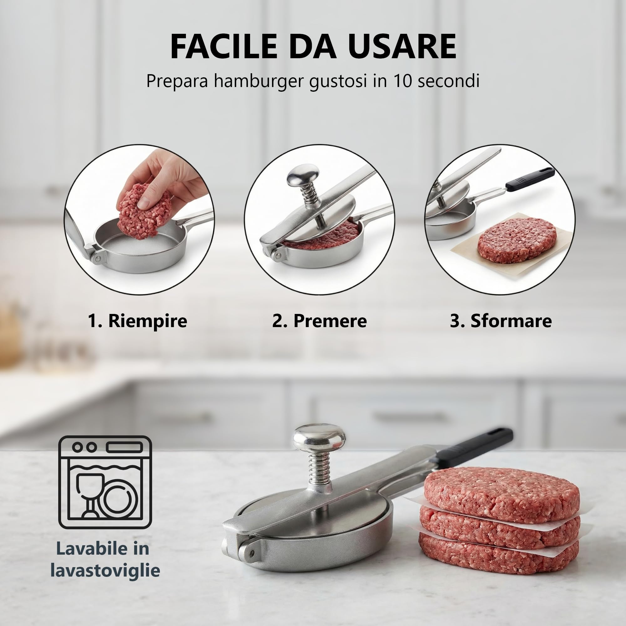 La Bonne Graine - Pressa per amburger/bistecche - Ovale - Acciaio Inossidabile - Manuale - Cucina - Macelleria - 36 x 9 x 10,5 cm
