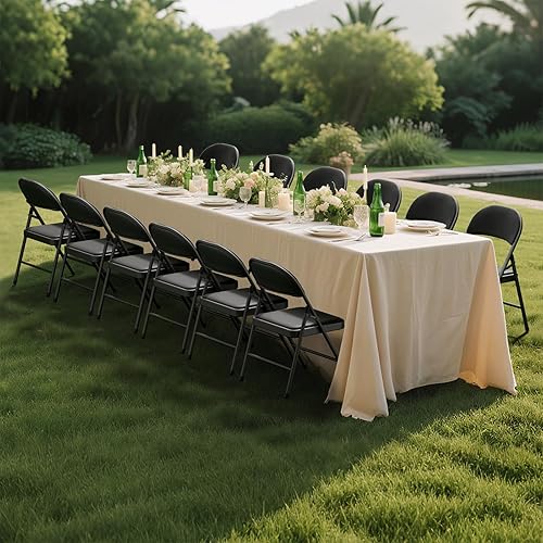 Miniatura 7 de 6 Pack Black Folding Chairs with Padded Cushion for Outside, Portable Stackable Commercial Metal Foldable Chairs with Steel Frame for Party Home