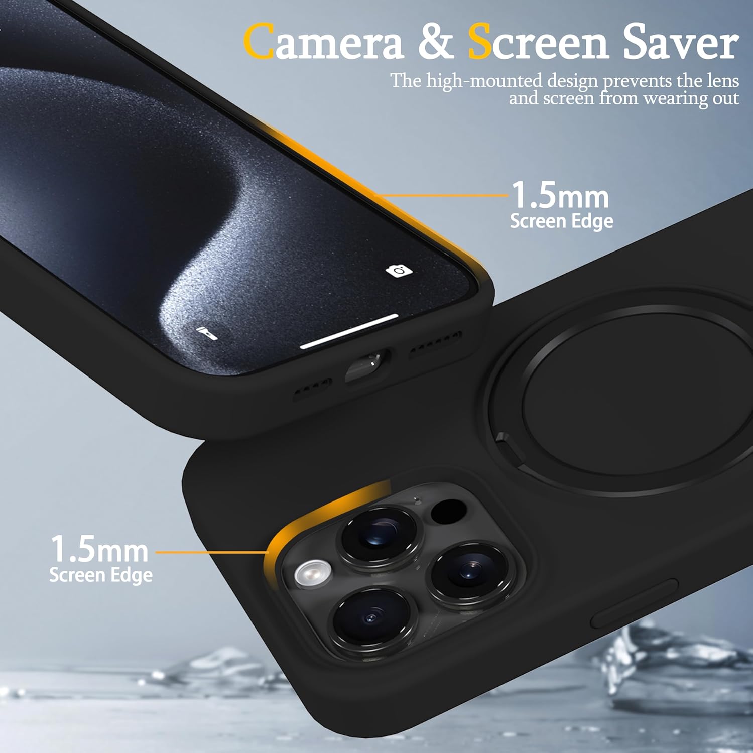 Case for iPhone 15 Pro Case with Magnetic Invisible Stand - MagSafe Compatible, Military Drop Tested, Shockproof Silicone Cover for Women and Men (6.1", 2023) - iPhone 15 Pro, Black - Image 3