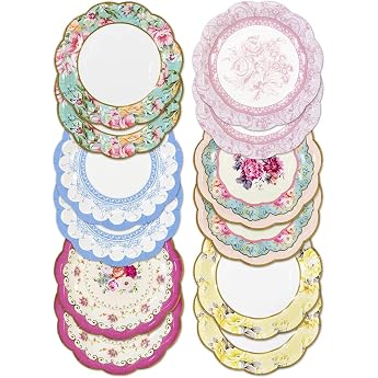 Talking Tables Truly Scrumptious Small Vintage Plate 8 6 Designs 12 Pack Paper/Cardboard Multicolour 2.5 x 17 x 18.5 cm