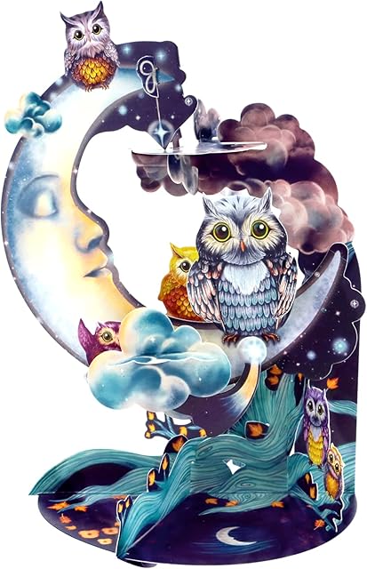 SANTORO Pendulum, 3D Pop Up Greeting Card - Owls - For Him, Her, Kids, Birthday | Thank You Card For Teacher