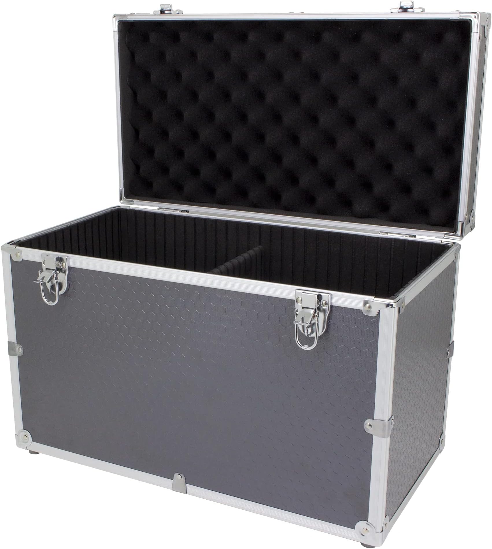 MAPLIN Large Lockable Flight Case - Aluminium Tool Case, Portable Toolbox, Multi Storage Carrying with Divider Grey for DJ and RC equipment, Drones, Home Vehicle & more 310x450x240mm, Silver (MP4)
