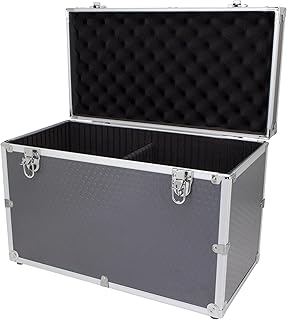 Maplin Large Lockable Flight Case - Aluminium Tool Case, Portable Toolbox, Multi Storage Carrying Case with Divider Grey for DJ and RC equipment, Drones, Home Vehicle Storage & more - 310x450x240mm