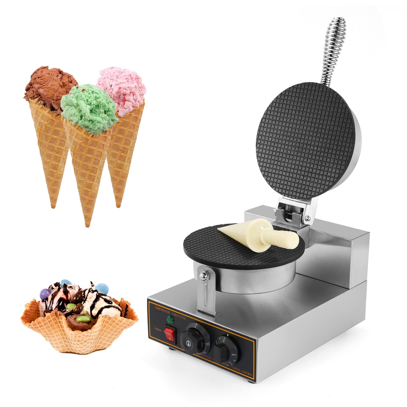 Máquina eléctrica Comercial para Hacer Conos de gofre - 1200 W con rangos de Temperatura de 50 ℃ a 300 Rollos de Huevo, Tortillas, Salas de Pasteles - Ideal para,