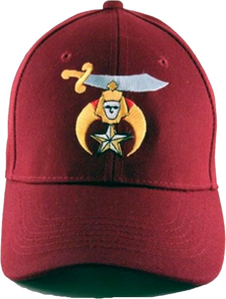 Maroon Shriners Baseball Cap - Adjustable Velcro Hat With Embroidered Emblem For Men