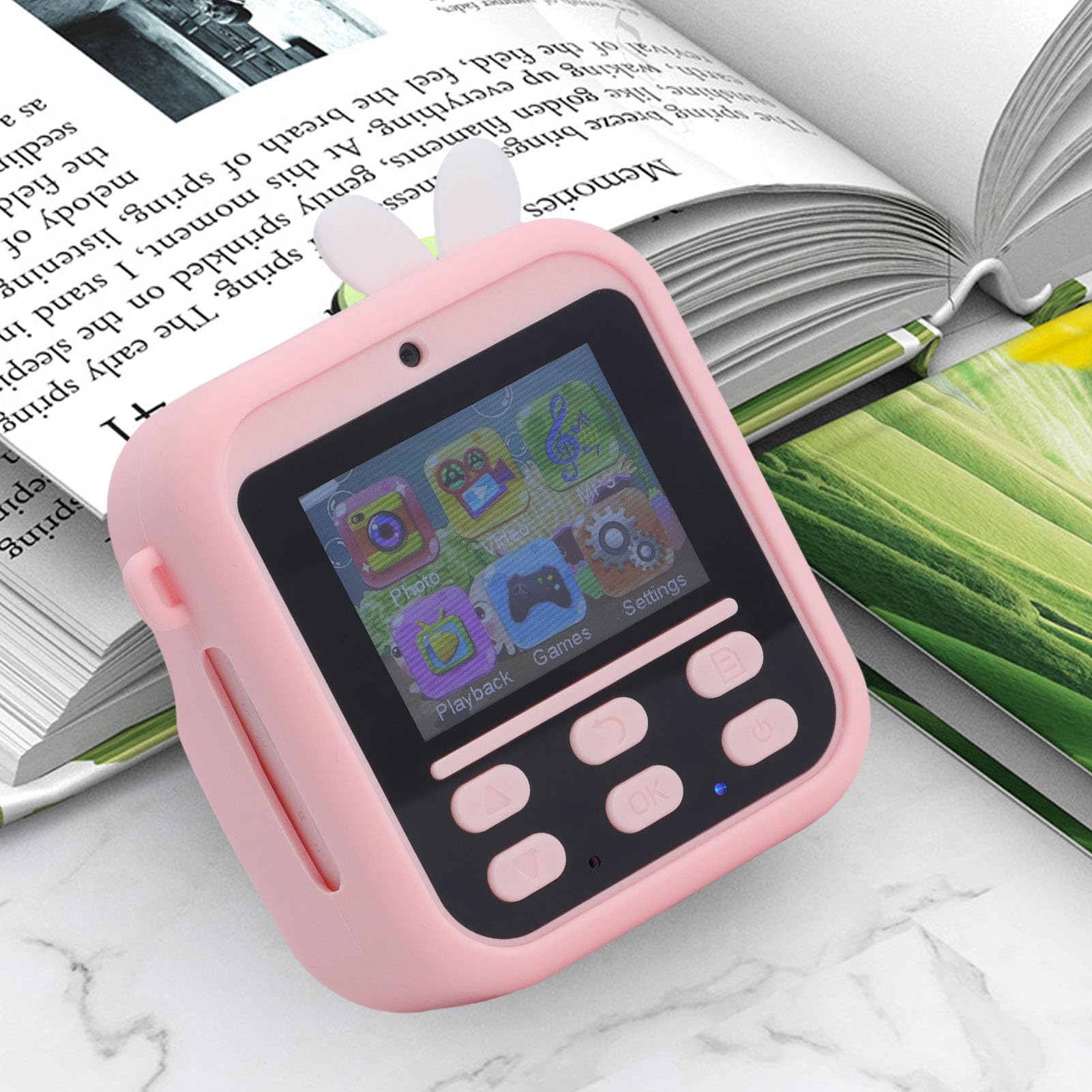 Denash 48MP Doppelobjektiv Instant Print Camera Kinderkamera mit 16x Zoom, 2,4-Zoll-Bildschirm, Full HD Videoaufnahme, ABS Triple Guard Design (Rosa Kaninchen)