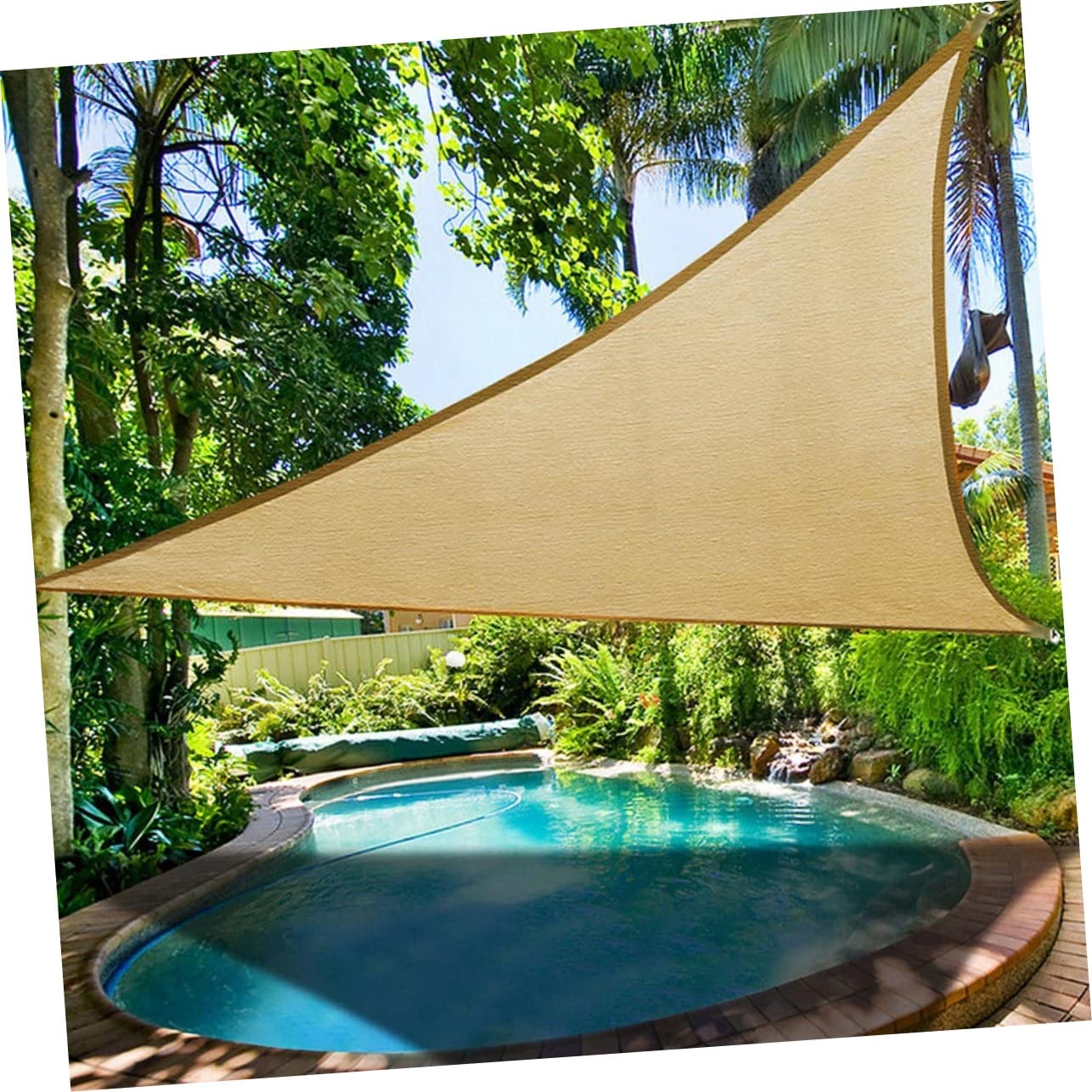 Triangle Sun Shade Sail Pe Beige UV Block per Patio e Kailyard | Vacanze Estive, Tenda Triangolo da Esterno con Rope Set, Enhanced Pull Strength