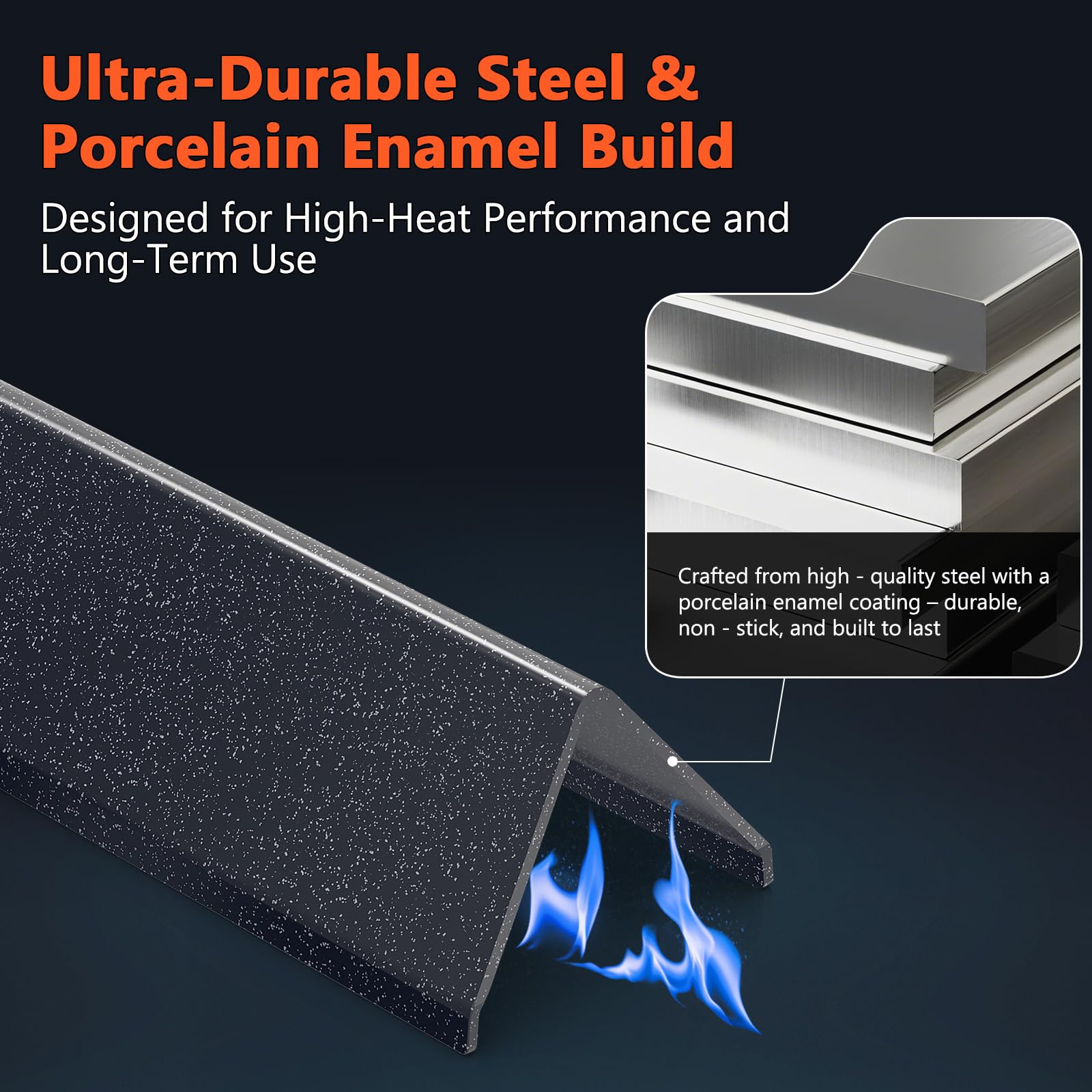 QuliMetal 7635 Barras Flavorizer para Weber Spirit E-210, E-220, S-210, S-215 (Control Frontal), 38,9 cm Acero esmaltado para Weber Spirit 200 & GS4 Spirit II E/S 210, 220, 215, 16GA
