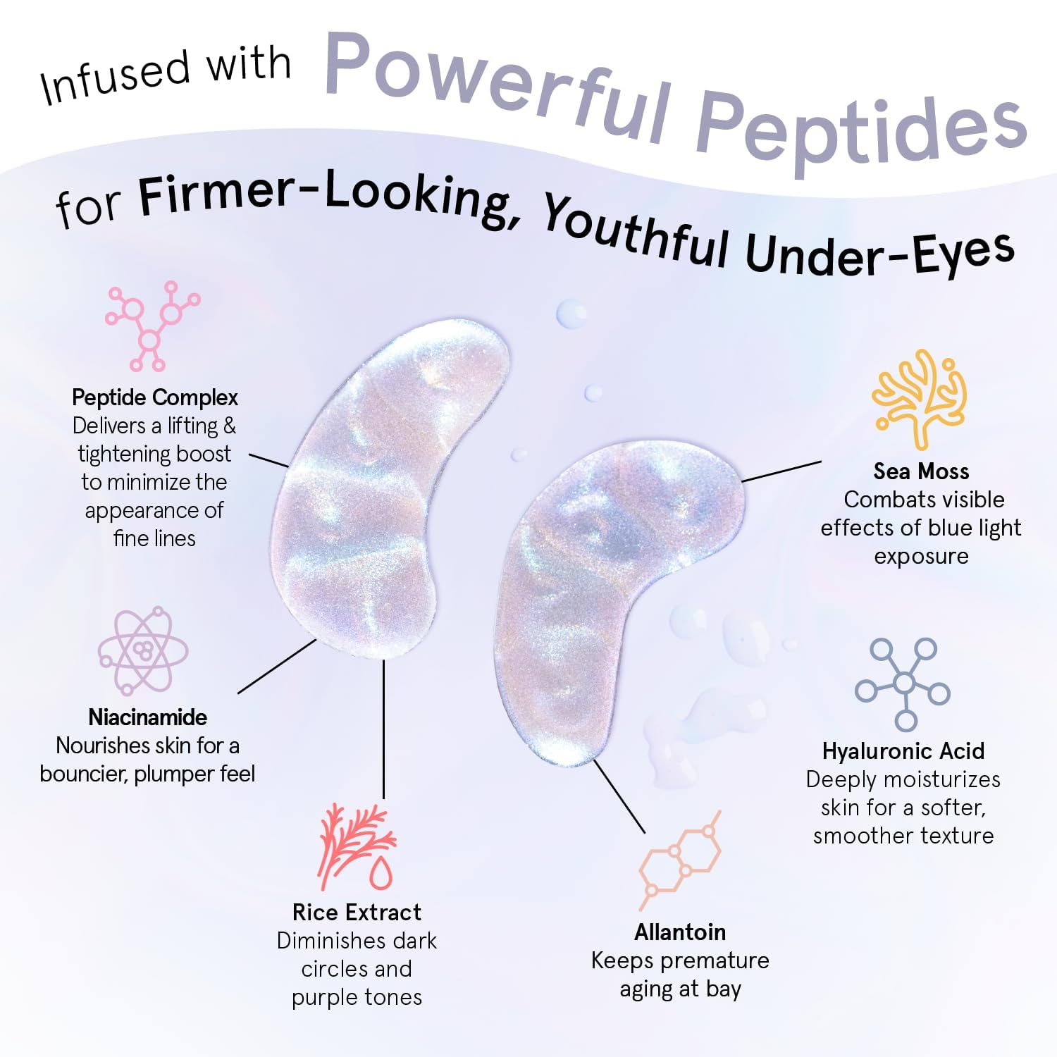 grace & stella Retinol Under Eye Patches for Puffy Eyes & Dark Circles - Restoring Gel Under Eye Masks with Hyaluronic Acid - Bridesmaid Gifts, Birthday Gifts for Women (Purple, 24 Pairs): White (24 Pairs)