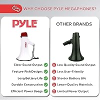 Vista 4 de Pyle Altavoz megáfono PA Bullhorn - Batería recargable de sirena integrada, conector auxiliar de 40 vatios y rango de 1000 yardas, función