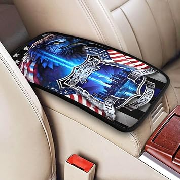 Universal Car Center Console Cushion Pad, American Flag and Eagle Soft Waterproof Car Center Console Cover Auto Armrest Seat Box Cover Protector for Most Vehicle SUV Truck Car