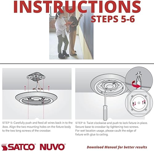 Miniatura 7 de Satco Paquete de 12 lámparas de montaje cerca del techo de 7 pulgadas; decoración del hogar regulable para interiores de alto lúmenes (1050);