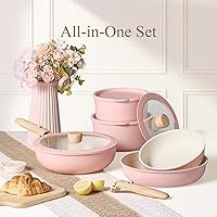 Vista 7 de CAROTE Pots and Pans Set, Nonstick Cookware Set Detachable Handle, 19pcs Induction Kitchen Cookware Sets Non Stick with Removable Handle, RV gris