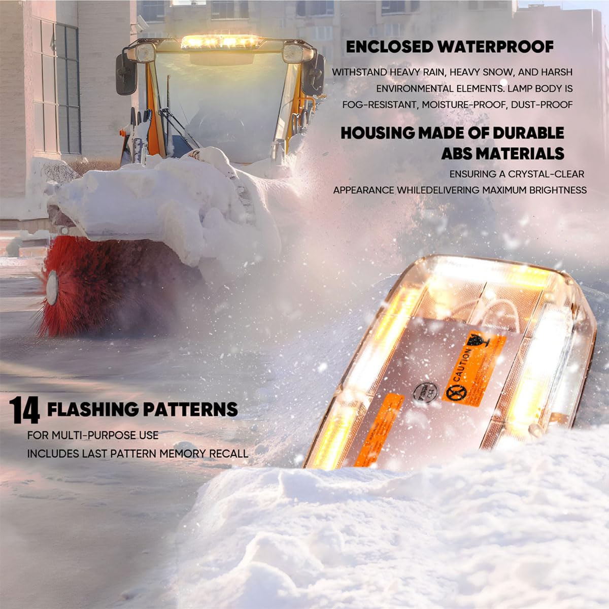 High Bright 72 LED Emergency Strobe Lights,Roof Top Emergency Hazard Warning Flashing Beacon Light Bar with Magnetic Base and 16.4 ft Straight Cord for 12-24V Snow Plow,Trucks