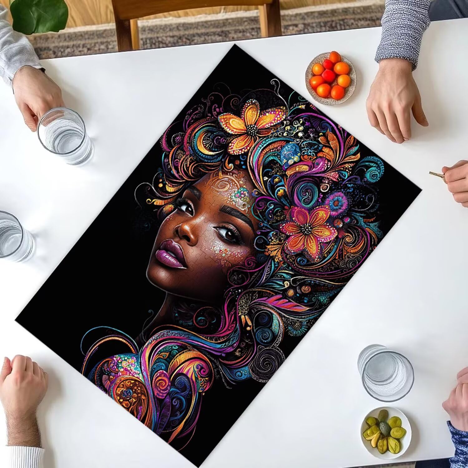 Puzzle dla dorosłych, 1000 sztuk, czarna kobieta, 1000 elementów, puzzle dla dorosłych, gra edukacyjna, 76 x 50 cm, odpowiednie do dekompresji i dekoracji ścian pokoju, prezenty j-318