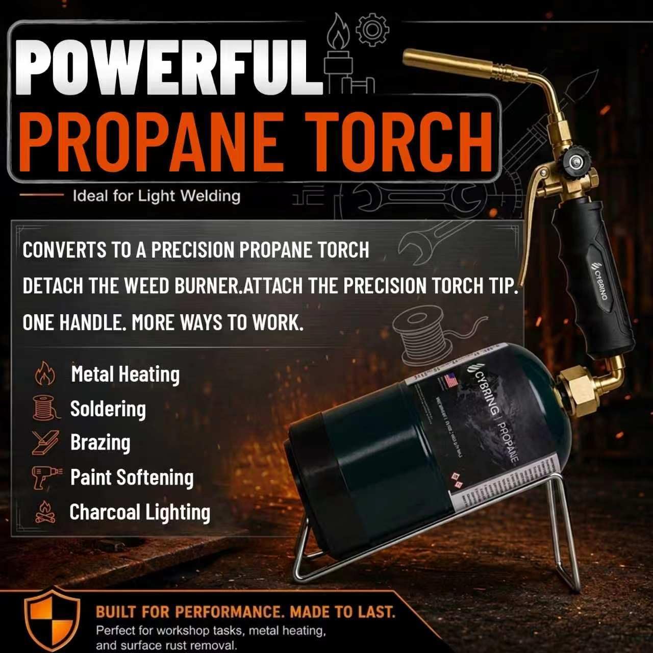 3-in-1 Convertible Propane Weed Torch, Long-Reach & Handheld Modes