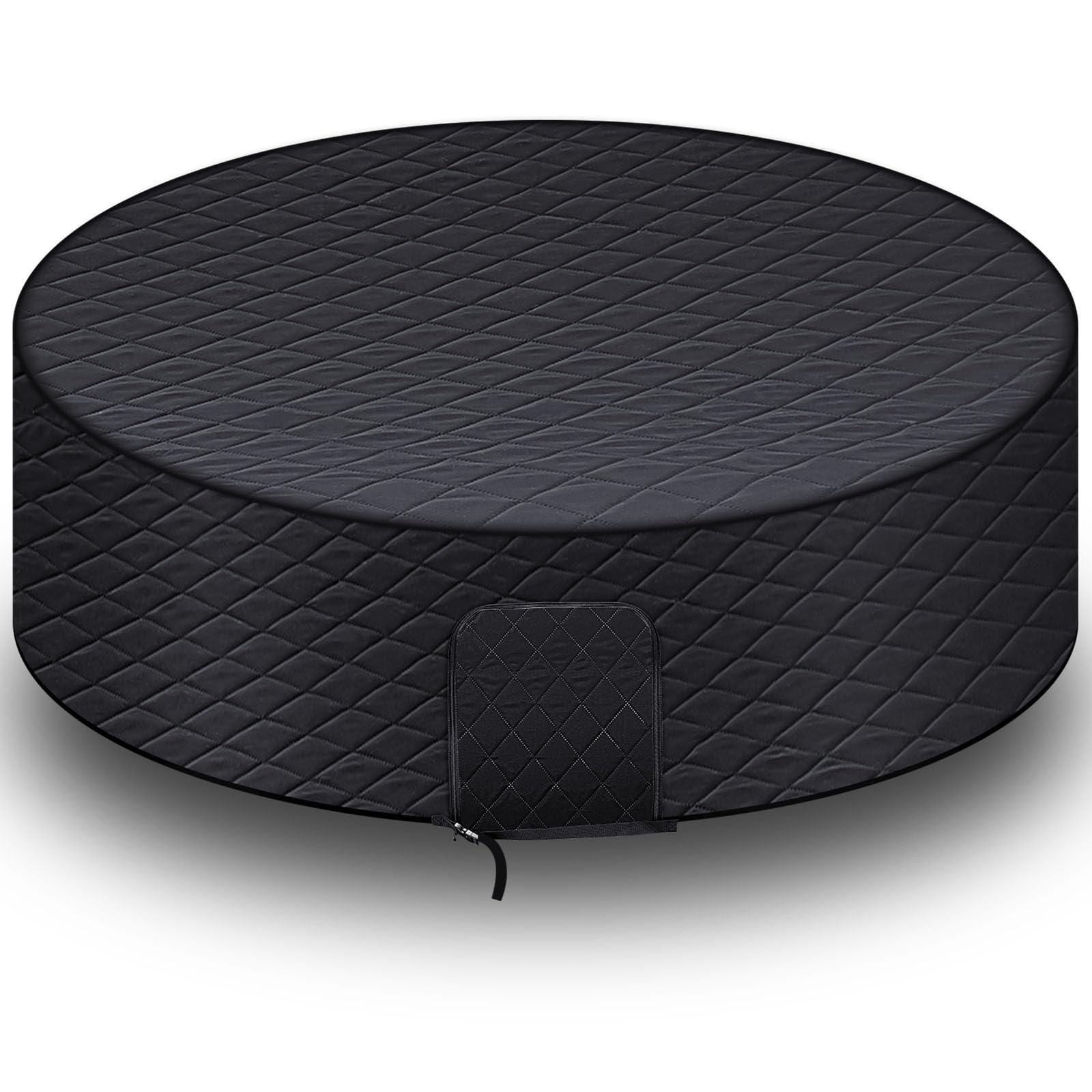 Full coverage insulated hot tub thermal cover with zipper door for winter use