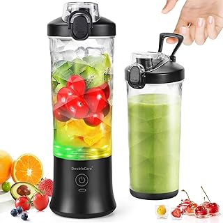 DoubleCare 20 Oz Portable Blender 600ML,4000mAh Electric Juicer for Shakes and Smoothies, 270W Motor Smoothie Blender with BPA-Free & IP67 Waterproof, USB Fresh Juice Blender with 2 Mixing Modes