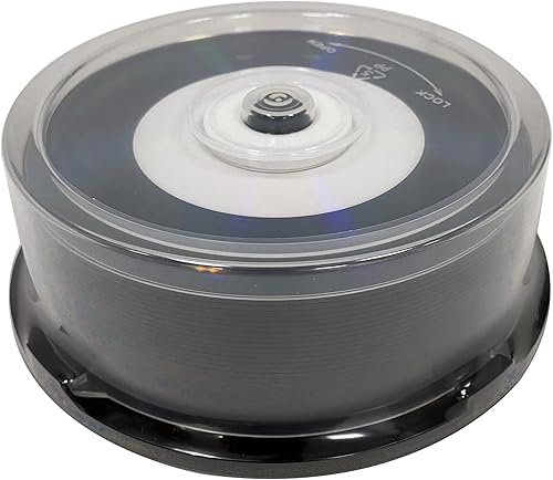 CD en blanco - CD-R de vinilo de grado profesional con centro imprimible por inyección de tinta blanca y superficie de grabación negra, paquete de 25