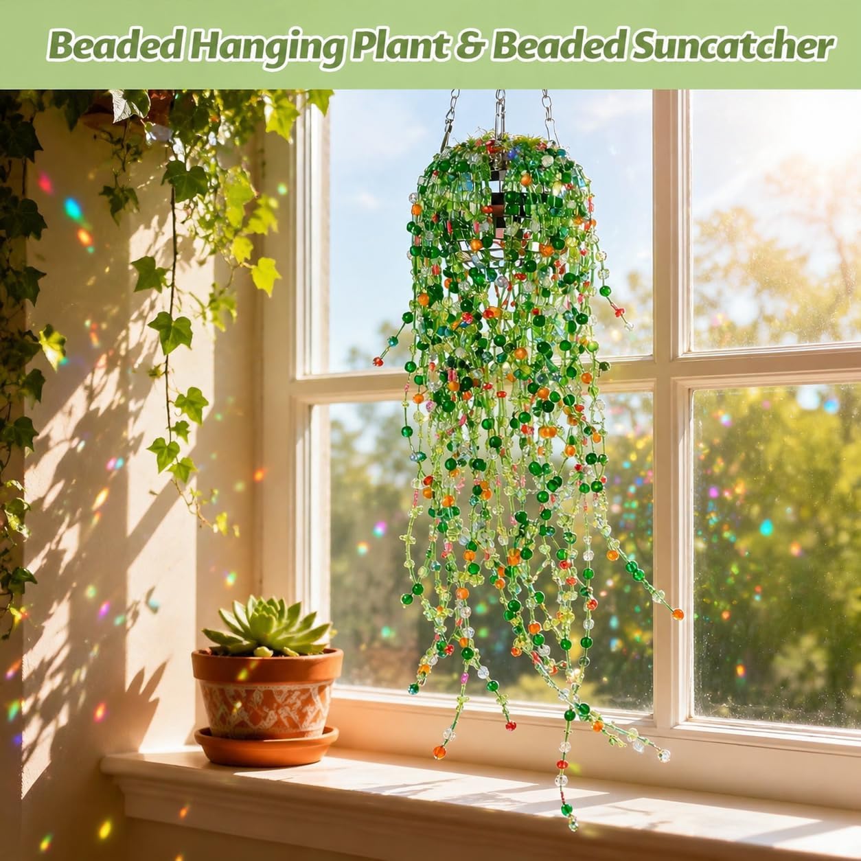 1830 Pcs Green Glass Beads for Plant Making, Forever Plant Kit, Green Beads with Wire for Beaded Plants, Forever Plant Beads for Suncatcher Jewelry Making & DIY Craft Gift for Mothers, Plants Lovers