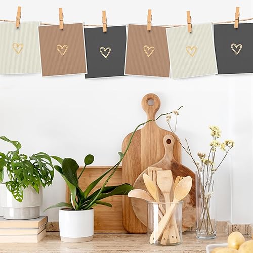 Miniatura 7 de Knagsfa 6 paños de cocina suecos reutilizables, paños de limpieza de esponja con corazón de amor, sin olor, biodegradables, superabsorbentes,